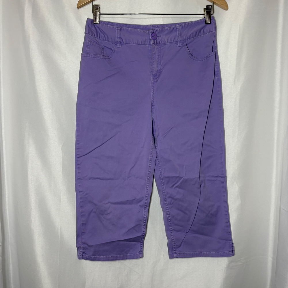 Coldwater Creek Purple Vintage Cropped Capri Pants Petite 6 P6 Cotton Blend EUC